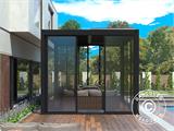 Pergola bioclimatique San Pablo avec portes coulissantes, 3x4m, Noir