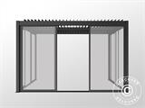 Cenador pérgola bioclimática San Pablo con puertas correderas, 3x4m, Negro