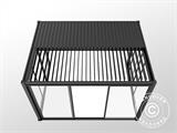 Pergola bioclimatique San Pablo avec portes coulissantes, 3x4m, Noir