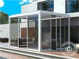 Cenador pérgola bioclimática San Pablo con puertas correderas, 3x4m, Blanco