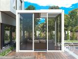 Pergola bioclimatique San Pablo avec portes coulissantes, 3x4m, Blanc