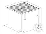 Bioklimatisk pergola-paviljong San Pablo m/skyvedører, 3x4m, Hvit