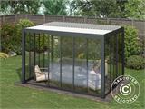 Cenador pérgola bioclimática San Pablo con puertas correderas, 3x4m, Blanco/Negro