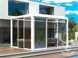 Cenador pérgola bioclimática San Pablo con puertas correderas, 4x4m, Blanco