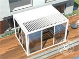 Cenador pérgola bioclimática San Pablo con puertas correderas, 4x4m, Blanco