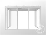 Cenador pérgola bioclimática San Pablo con puertas correderas, 4x4m, Blanco