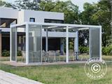 Cenador pérgola bioclimática San Pablo con puertas correderas, 3x5,8m, Blanco