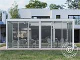 Cenador pérgola bioclimática San Pablo con puertas correderas, 3x5,8m, Blanco