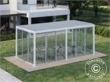 Cenador pérgola bioclimática San Pablo con puertas correderas, 3x5,8m, Blanco