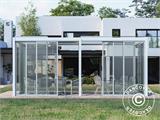 Cenador pérgola bioclimática San Pablo con puertas correderas, 3x5,8m, Blanco