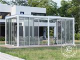 Cenador pérgola bioclimática San Pablo con puertas correderas, 3x5,8m, Blanco