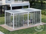 Pergola bioclimatique San Pablo avec portes coulissantes, 3x5,8m, Blanc