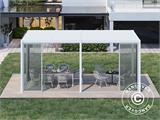 Cenador pérgola bioclimática San Pablo con puertas correderas, 3x5,8m, Blanco