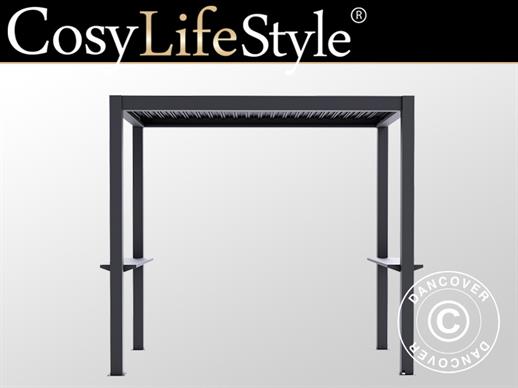 BBQ Pergola San Juan, 2.5x1.5x2.3 m, Black