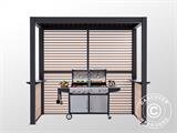 Pérgola completa para barbacoa San Juan, 2,5x1,5x2,3m, Negro/Aspecto madera