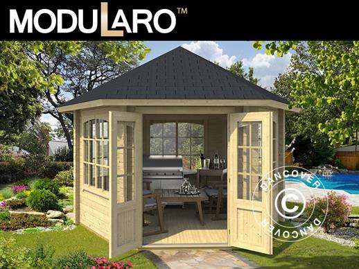 Wooden Gazebo Alicante, hexagonal 3.5x3.03x3,07 m, 44 mm, Natural