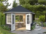 Wooden Gazebo Alicante, hexagonal 3.5x3.03x3.07 m, 44 mm, Dark Grey