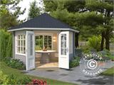 Wooden Gazebo Alicante, hexagonal 3.5x3.03x3.07 m, 44 mm, Light Grey