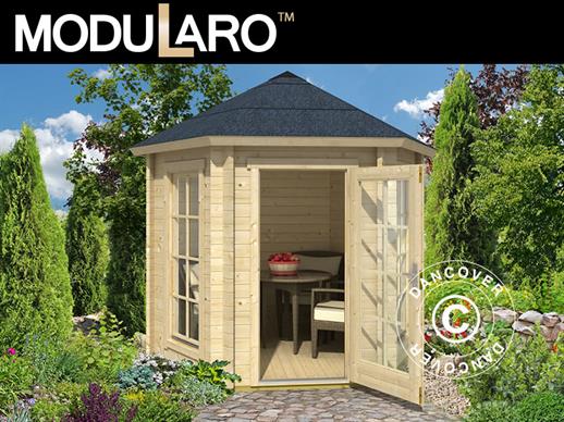 Wooden Gazebo Lausanne, hexagonal 2.8x2.42x2.89 m, 44 mm, Natural