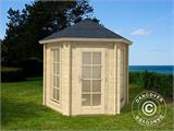 Wooden Gazebo Lausanne, hexagonal 2.8x2.42x2.89 m, 44 mm, Natural