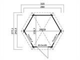 Wooden Gazebo Lausanne, hexagonal 2.8x2.42x2.89 m, 44 mm, Natural