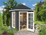 Houten tuinpaviljoen Lausanne, zeshoekig 2,8x2,42x2,89m, 44mm, Donkergrijs