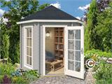 Gazebo in legno Lausanne, esagonale 2,8x2,42x2,89m, 44mm, Grigio Chiaro