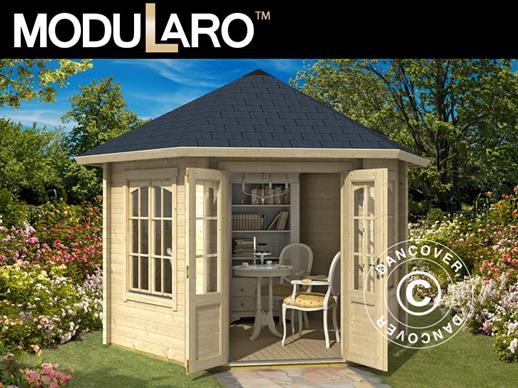 Wooden Gazebo Provence, hexagonal 3.5x3.03x3.18 m, 44 mm, Natural