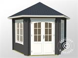 Wooden Gazebo Provence, hexagonal 3.5x3.03x3.18 m, 44 mm, Dark Grey