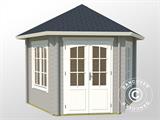 Wooden Gazebo Provence, hexagonal 3.5x3.03x3.18 m, 44 mm, Light Grey