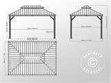 Pavillon Messina mit Vorhängen und Mückennetz, 4,23x2,98x2,92m, 12,6m², Anthrazit