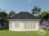 Wooden Gazebo w/floor, 5.71x4.21x3.71 m, 20.3 m², Natural