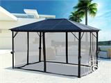 Paviljong Santa Barbara m/gardiner og myggnetting, 3x4m, Svart