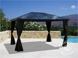 Gazebo Santa Barbara w/curtains and mosquito net, 3x4 m, Black