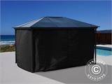 Gazebo Santa Barbara w/curtains and mosquito net, 3x4 m, Black