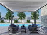 Bioklimatisk pergola pavillon Génova m/LED-Lys, 4x3m, Antracit/Hvid