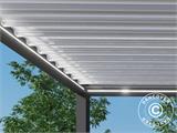 Bioklimatisk pergola pavillon Génova m/LED-lys, 4x4m, Antracit/Hvid