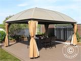 Gazebo San Jose con tendine e zanzariera, 3,6x5m, Ottone/Beige