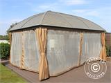 Gazebo San Jose con tendine e zanzariera, 3,6x5m, Ottone/Beige