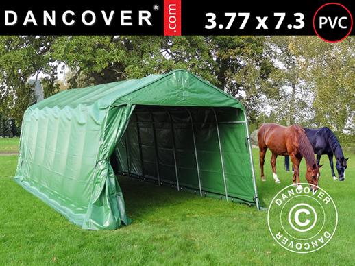 Carpa para ganado 3,77x7,3x3,18m, PVC, Verde