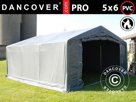 Carpa grande de almacén PRO 5x6x2x3,39m, PVC, Gris