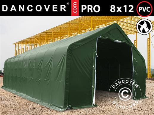 Storage shelter PRO 8x12x5.2 m PVC w/skylight, Green