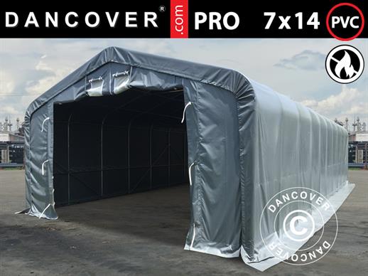 Storage shelter PRO 7x14x3.8 m PVC w/skylight, Grey