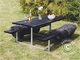 Mesa de picnic, 1,4x1,75m, Negra