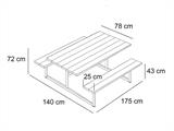 Picnic table, 1.4x1.75 m, Black