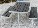 Mesa de picnic, 1,85x1,8m, Negra