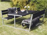 Mesa de picnic con respaldo, 2,05x1,8m, Negra