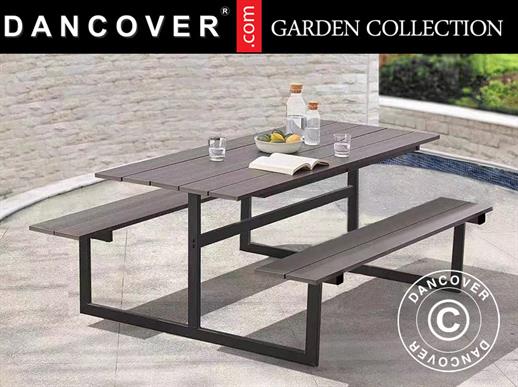 Mesa de picnic, sin madera, 1,75x1,5m, Negra/Antracita