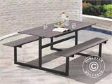 Mesa de picnic, sin madera, 1,75x1,5m, Negra/Antracita