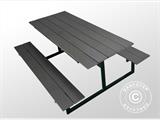 Mesa de picnic, sin madera, 1,75x1,5m, Negra/Antracita